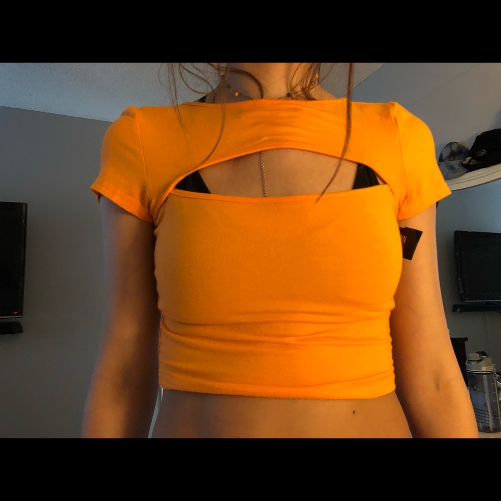 neon orange crop top size 6